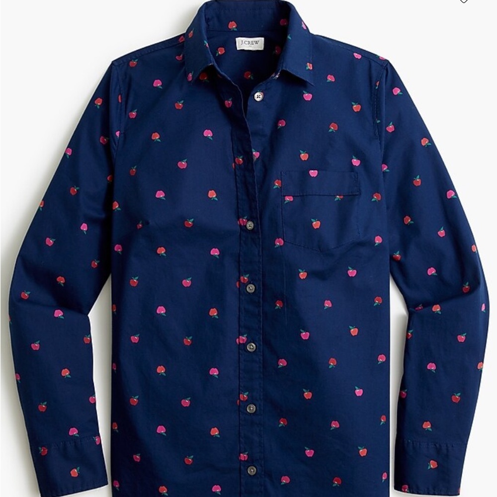 J.Crew Dark Blue Shirt with Cherry Print